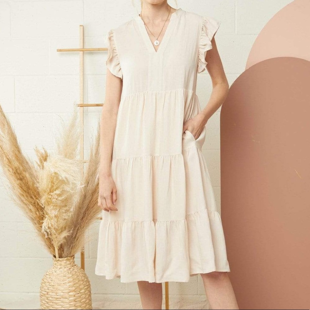 Entro Cream Midi Dress - Size Large